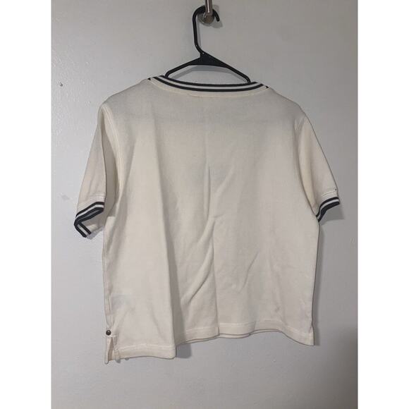 Liz & Co Sweater Women Argle Print Cream Size Small Cotton Preppy - Picture 4 of 5